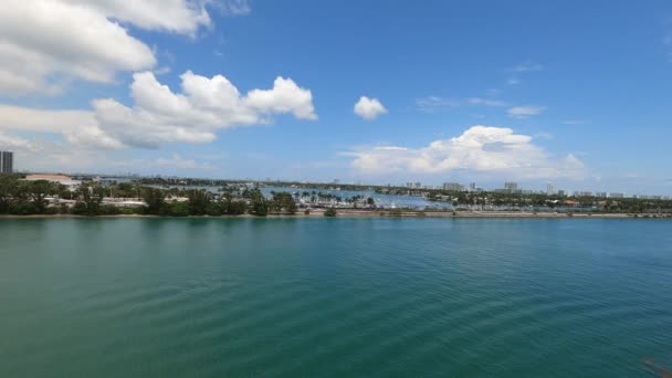Aerial View Waterfront Residential Office Buildings Road Intracoastal Waterway Biscayne — Stok video