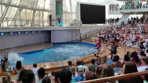 Miami Usa April 2022 Aqua Amfiteater Teater För Underhållning Och — Stockvideo