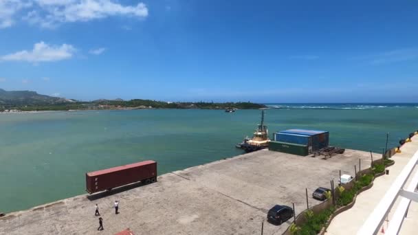 Пуэрто Плата Доминиканская Республика Мая 2022 Года Большой Строительный Корабль — стоковое видео