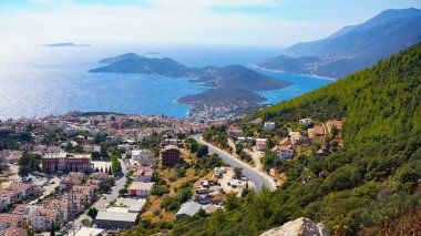 Türkiye 'de Panorama Seyirlik. Kas Akdeniz 'in Taurus Dağları' nın eteklerindeki bir turizm cennetidir..