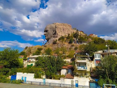 Buca, Izmir, Turkey - September 11, 2022: Panorama of Izmir and Statue of Mustafa Kemal Ataturk at Buca, Izmir, Turkey on September 11, 2022 clipart