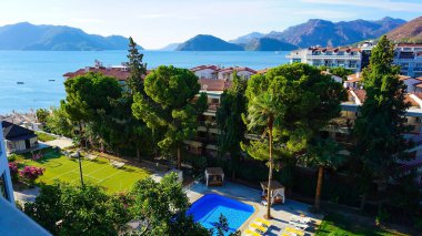 Marmaris, Türkiye - 22 Eylül 2022: Caprea ve mavi gökyüzü, Marmaris Türkiye