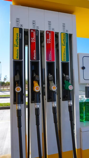 Marmaris Turquia Setembro 2022 Bicos Enchimento Posto Gasolina Shell Shell — Fotografia de Stock