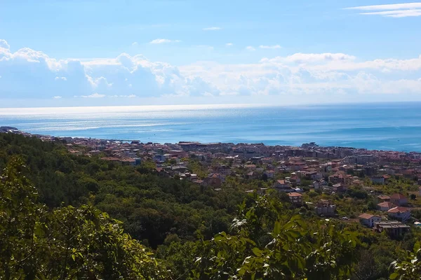 Panorama at sunny day. View on bay of Sunny beach resort, Nessebar, Bulgaria