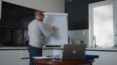 Çevrimiçi ders sırasında grafiğe matematik öğretmeni çizimi