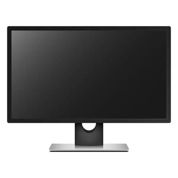 Realistischer Computermonitor, Bildschirm isoliert auf weißem Hintergrund. Vektorillustration — Stockvektor