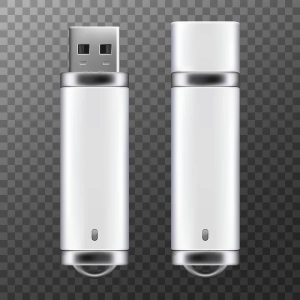 Unidad flash USB. 3d flash disco en blanco maqueta. Ilustración vectorial — Archivo Imágenes Vectoriales