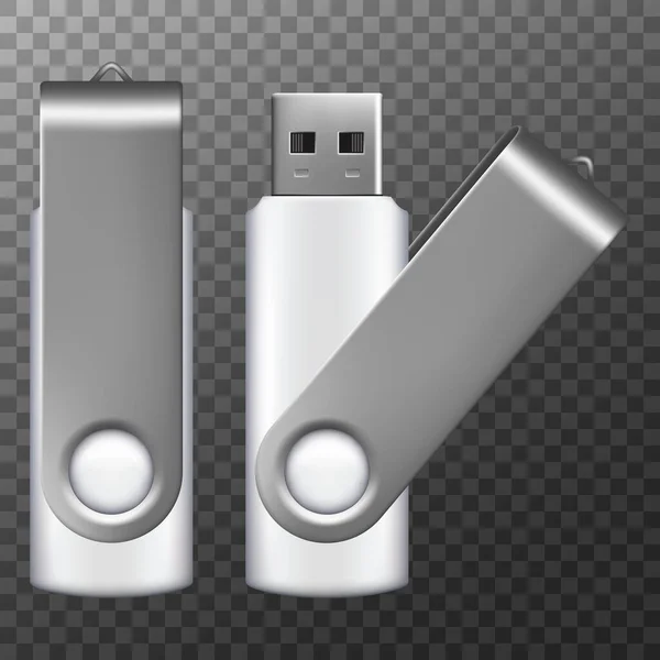 Napęd USB. Trójwymiarowa makieta pustego dysku flash. Ilustracja wektora — Wektor stockowy