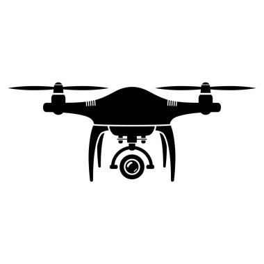 Drone icon. Copter, quadcopter with action camera. Vector illustration.