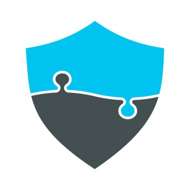 Vector shield. Puzzle protection shield icon, logo.