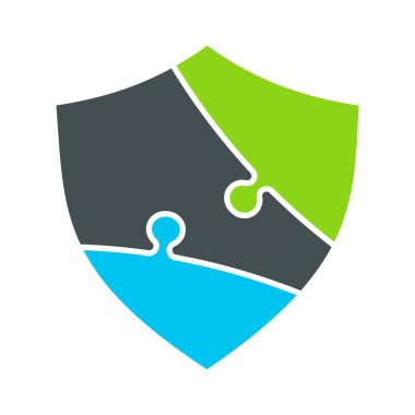 Vector shield. Puzzle protection shield icon, logo.