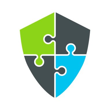 Vector shield. Puzzle protection shield icon, logo.