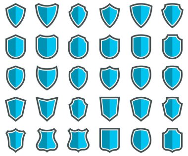 Shield set. Vector protection shield icon, logo set.