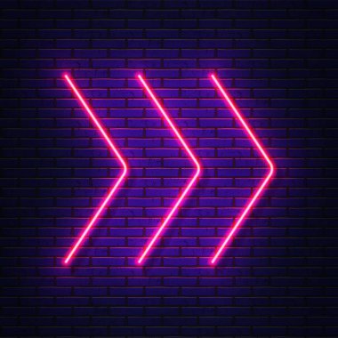 Neon oku. Neon ışığı, simge, flamalı pankart. Vektör illüstrasyonu