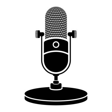 Microphone icon. Retro, vintage microphone icon. Vector illustration.