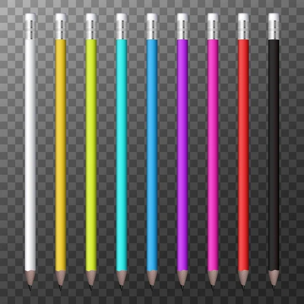 Realistic Pencil Isolated Transparent Background Vector Illustration — Stockvektor
