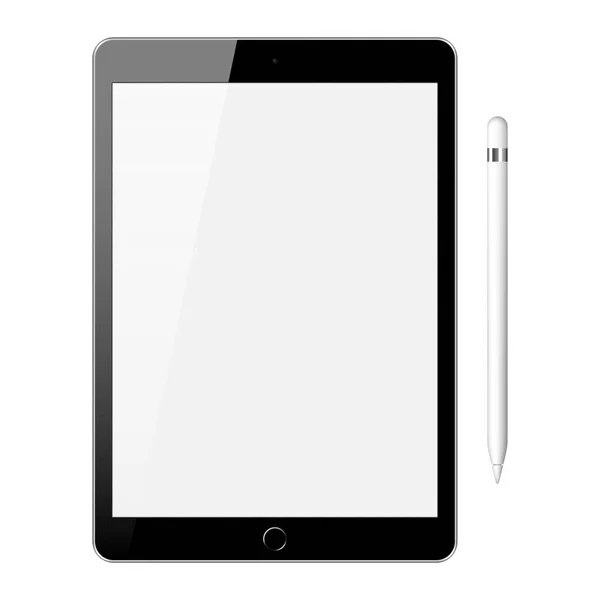 Tablet Computer Isolated White Background Realistic Vector Illustration — Vetor de Stock