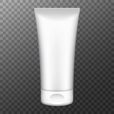 Tube of cream, packaging. Plastic cosmetic tube for cream, gel or toothpaste mockup. Vector illustration.