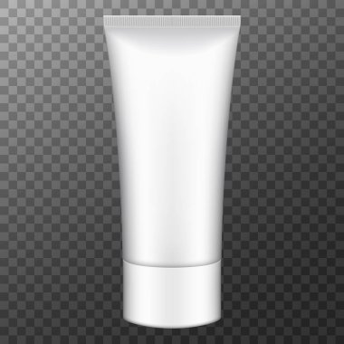 Tube of cream, packaging. Plastic cosmetic tube for cream, gel or toothpaste mockup. Vector illustration.