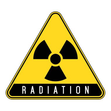 Radiation sign. Radioactivity warning, caution yellow sign.