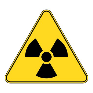 Radiation sign. Radioactivity warning, caution yellow sign.