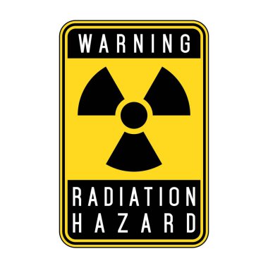 Radiation sign. Radioactivity warning, caution yellow sign.
