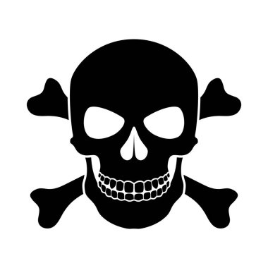 Skull and bones warning sign, icon. Danger sign.