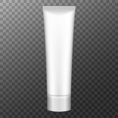 Tube of cream, packaging. Plastic cosmetic tube for cream, gel or toothpaste mockup. Vector illustration.