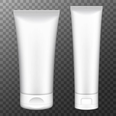 Tube of cream, packaging. Plastic cosmetic tube for cream, gel or toothpaste mockup. Vector illustration.