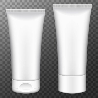 Tube of cream, packaging. Plastic cosmetic tube for cream, gel or toothpaste mockup. Vector illustration.