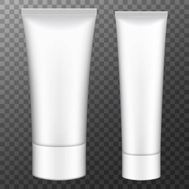 Tube of cream, packaging. Plastic cosmetic tube for cream, gel or toothpaste mockup. Vector illustration.