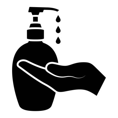 Hand sanitizer icon. Washing hand with sanitizer liquid soap. Disinfection. Hand hygiene.