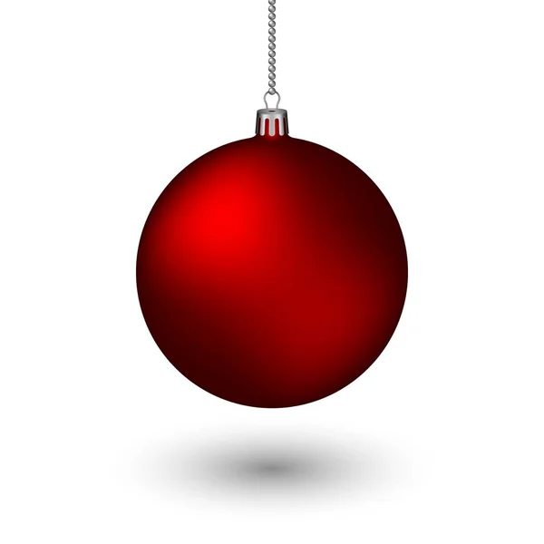 Рождественский Шар Изолирован Белом Фоне Рождественская Ёлка Красный Рождественский Мяч — стоковый вектор