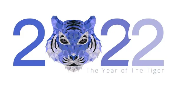 Feliz Ano Novo 2022 Ano Tigre Ilustração Tigre Baixo Estilo — Vetor de Stock