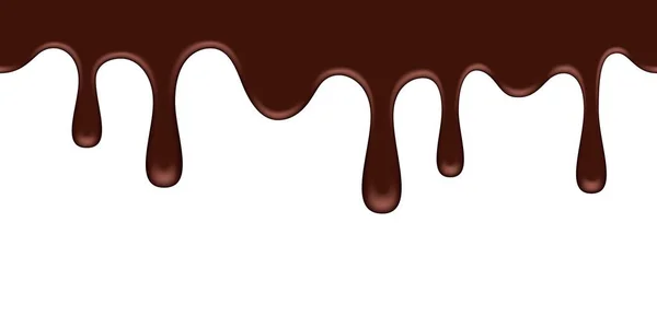 Gesmolten chocolade naadloos. Naadloos druppelen gesmolten pure of melkchocolade. Vectorillustratie — Stockvector