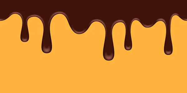 Chocolate derretido sem costura. Gotejamento sem costura derretido escuro ou chocolate com leite. Ilustração vetorial —  Vetores de Stock