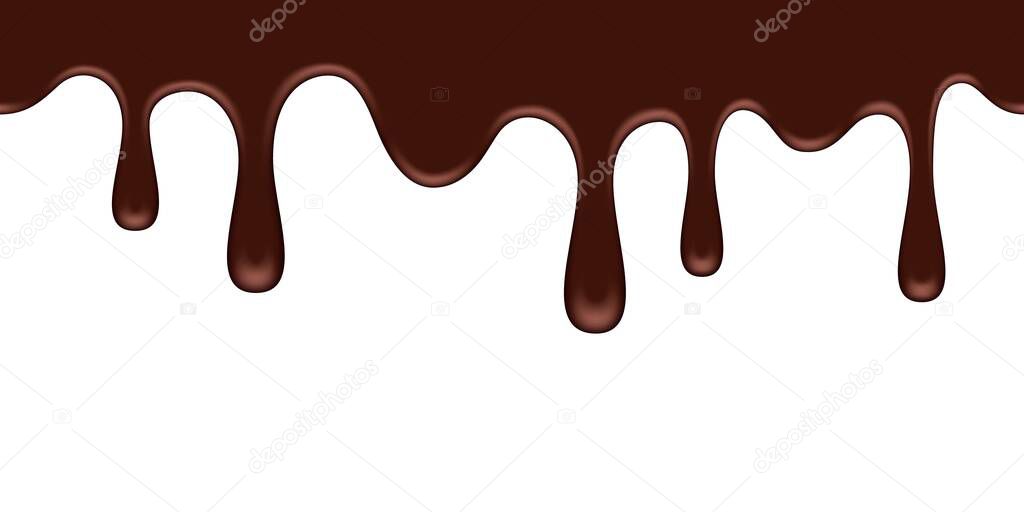 Melted chocolate seamless. Seamless dripping melted dark or milk chocolate. Vector illustration