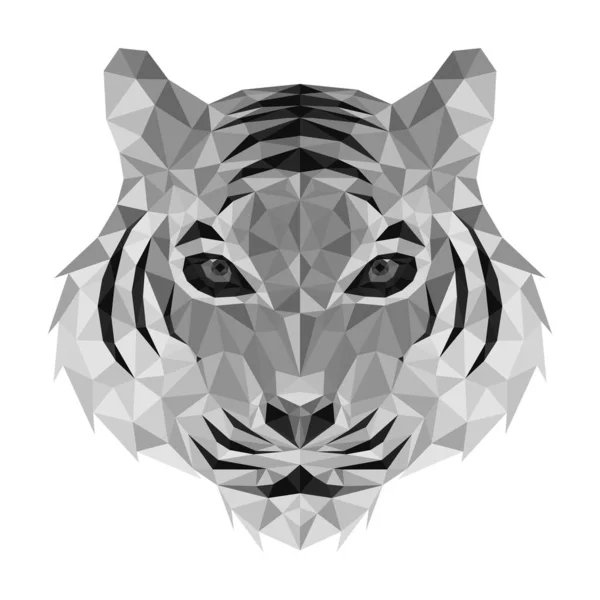 Polygonální tygří hlava. Nízký tygr. Vektorová ilustrace — Stockový vektor