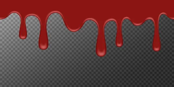 Seamless melted red substance. Red sticky liquid. Melted paint drips and flowing. Halloween blood — Stock Vector