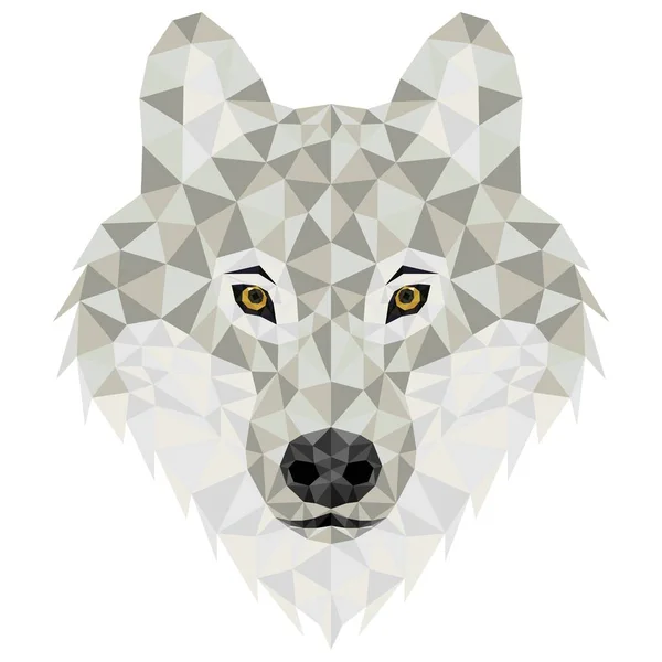 Lobo poligonal. Baixo poli triangular rosto lobo cinzento — Vetor de Stock