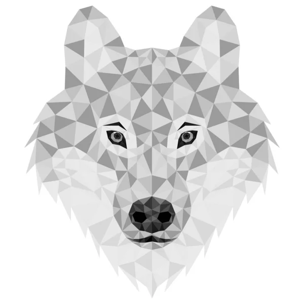 Lobo Poligonal Baja Cara Lobo Gris Triangular Poli — Vector de stock