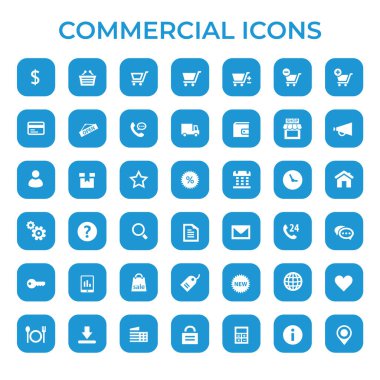 Moda düz tasarım büyük ticari simgeler seti