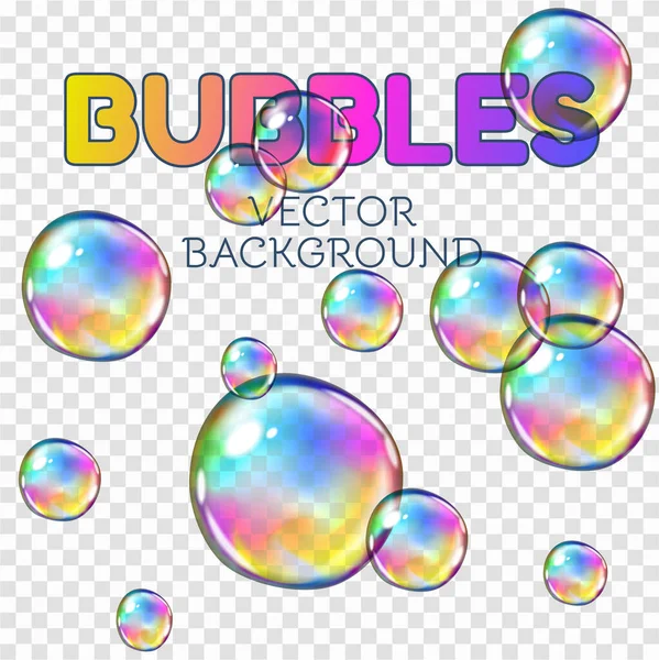 Průhledné Mýdlové Bubliny Izolované Průhledném Pozadí Snadno Upravitelné Eps — Stockový vektor