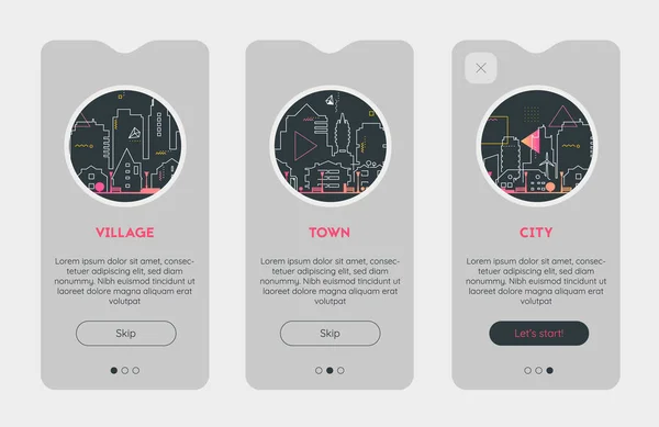 App Splash Telas Onboarding Com Illuctrations Vetor Uma Cidade Abstrata Vetor De Stock