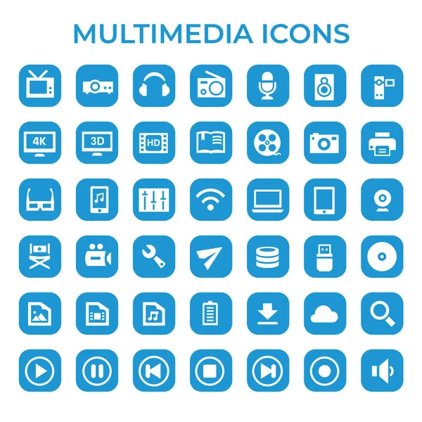 Conjunto Iconos Multimedia Diseño Plano Moda Ilustraciones De Stock Sin Royalties Gratis