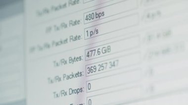 Ağ arayüzü tablosu alınan ve iletilen veri miktarı, tx rx. Ağ istatistikleri, arayüz sayacı