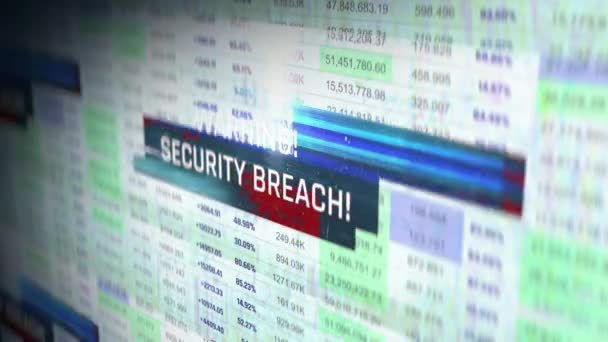 Financial Hacking Background Stock Market Cyber Attack System Breach Sensitive — Stock Video
