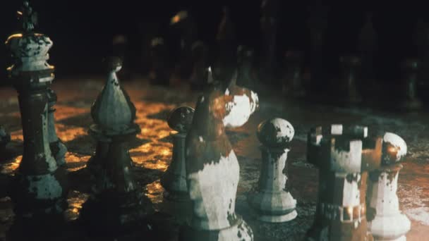 Eski Antika Satranç Taşları Antik Oyun Bilgelik Strateji — Stok video