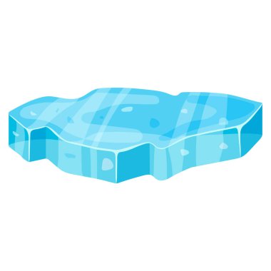 Kırık buz parçası. Soğuk donmuş blok, beyaz zemin üzerinde kutup karlı nesne, çizgi film tarzında buz yüzüyor