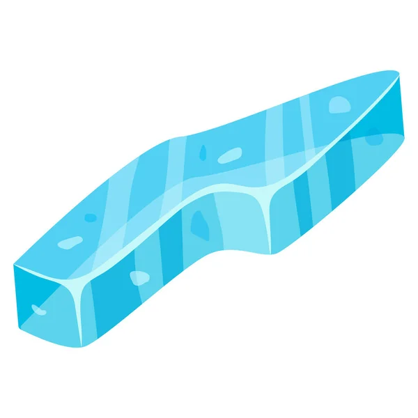 Pedazo de hielo roto. Bloque congelado frío, objeto nevado ártico sobre fondo blanco, témpano de hielo en estilo de dibujos animados — Vector de stock